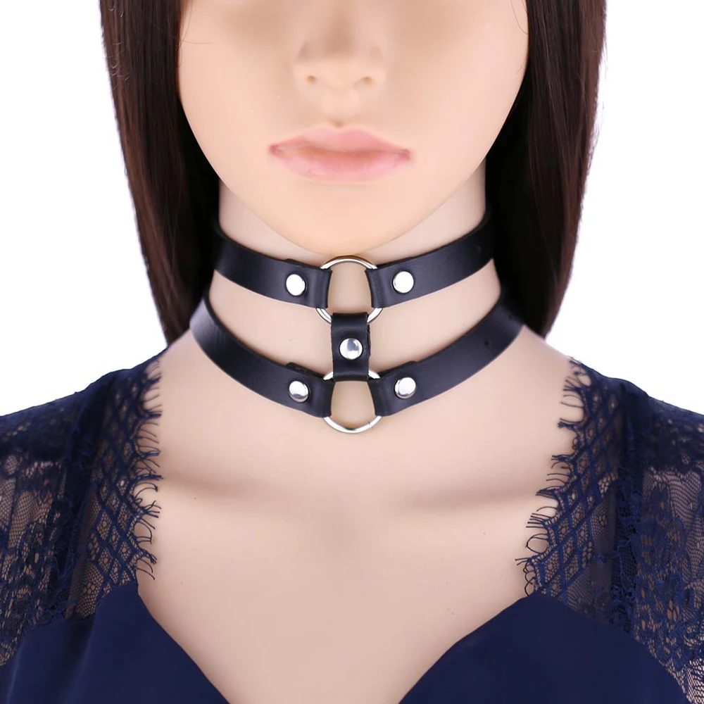 

Ожерелье женское кожаное в стиле панк, чокер из искусственной кожи с шипами в стиле рок, готика, черного цвета, вечернее Ювелирное Украшение ...