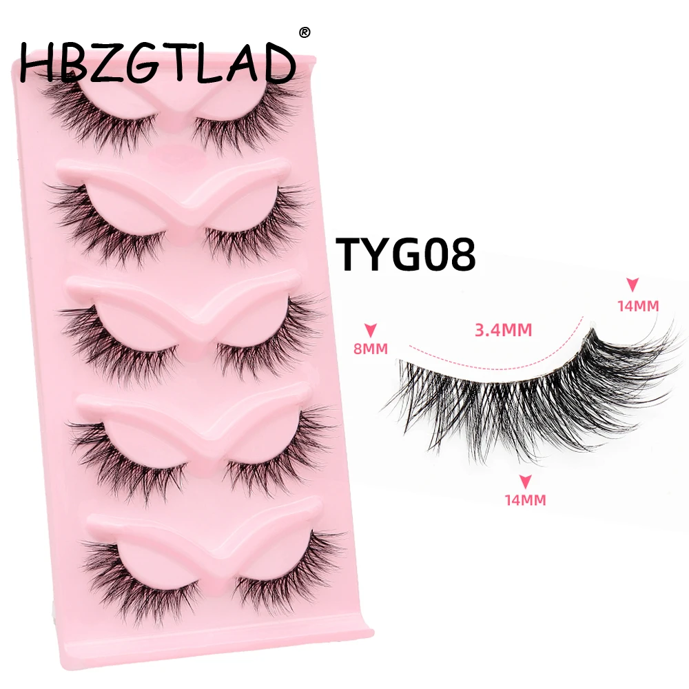 

HBZGTLAD Wholesale Mink Eyelashes 5 pairs Invisible Band Transparent 3D Mink Fur Lashes Natural Long Wispy False Eyelashes