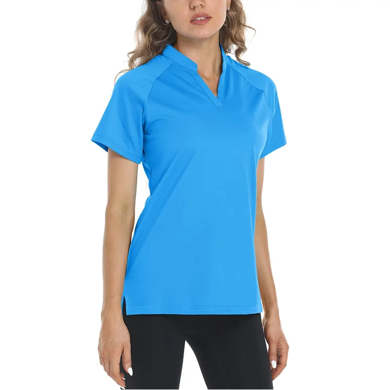 

Women's V Neck T Shirts Short Sleeve Summer Quick Drying Gyms Workout Sports Female Solid Tops UPF 50+ UV Protection