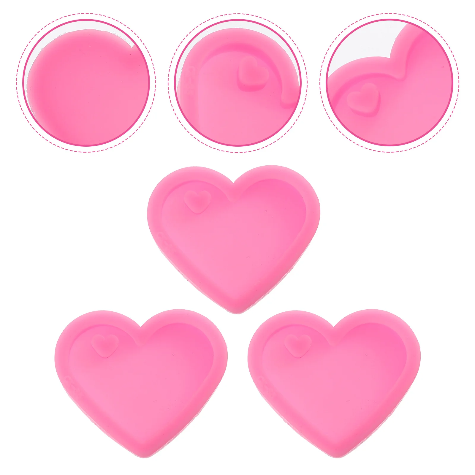 

3 Pcs Molds Resin Polymer Clay Heart Pendant Keychain Casting Mould Shaped Silicone Fudge Mini