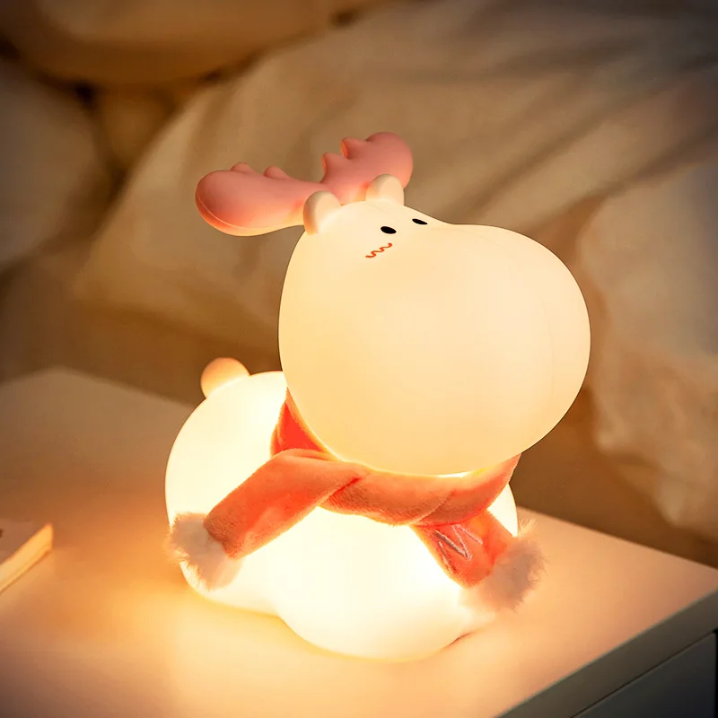 

LED Elk Lamp Night Light USB Rechargeable Dimming & Timer Elk Night Lamp Bedroom Bedside Christmas Decoration Gift Baby Lamps
