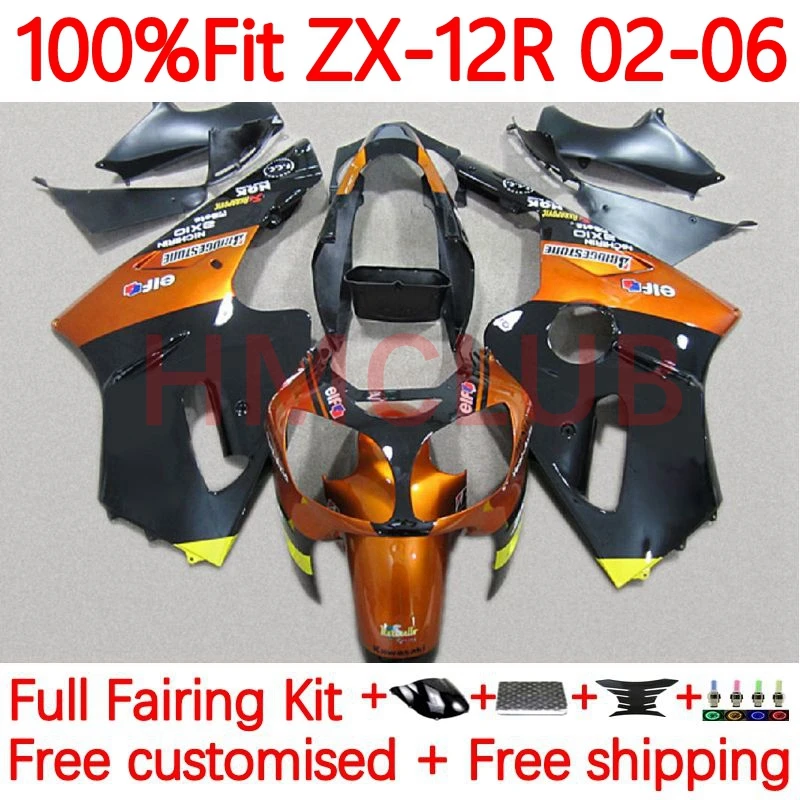 

Инъекция + бак для KAWASAKI NINJA ZX 12R 1200CC ZX12R 2002 2003 2004 2005 ZX-12R 02 03 04 05 06 обтекатель Оранжевый blk 76No.97