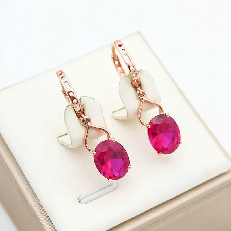 

Женские серьги из розового золота 585 пробы, с рубинами