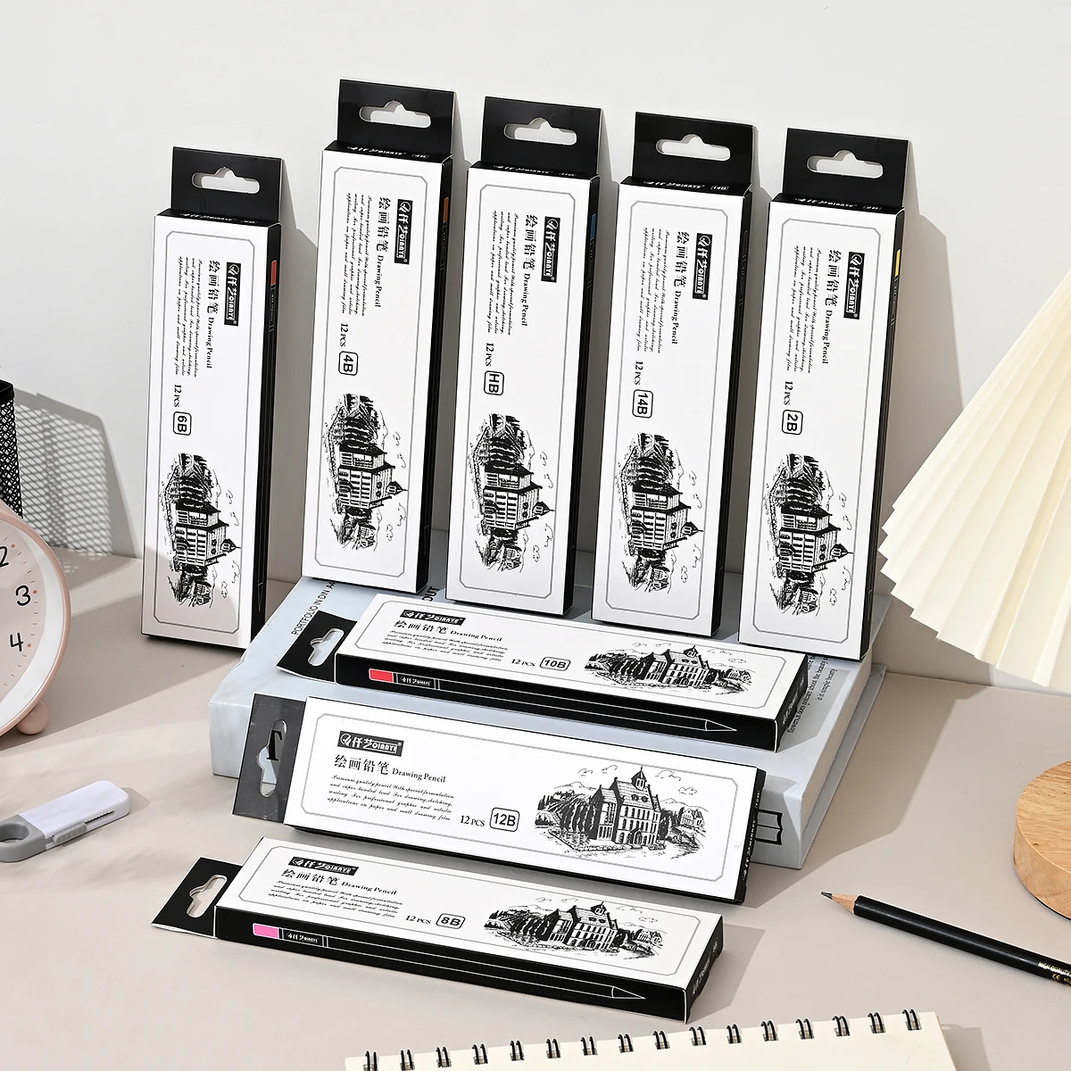 Набор Карандашей Для Рисования Из 12 Предметов Графитовых 14B 12B 10B 8B 6B 4B 2B HB H 2H 4H