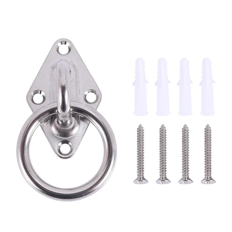 

80Mmx50Mm Mounting Hook For Wall Or Ceiling With Round Ring Stainless Steel - Bracket / Attachment For Sling Trainer, Hammock, A