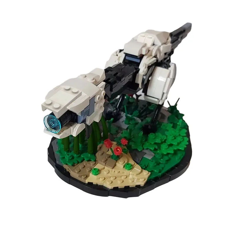 

MOC Dawn Dinosaur Horizon Monster Watcher With Stand Building Blocks Kit Mechanical Game Beast 76989 Toys For Children Birthday
