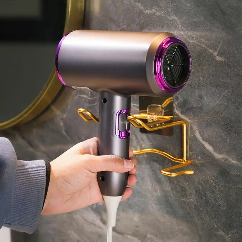 

Hair Dryer Holder Organized Rack Wall Mounted Hair Straightener Stand Bathroom Shelf Storage Shelves Accessories Shelves