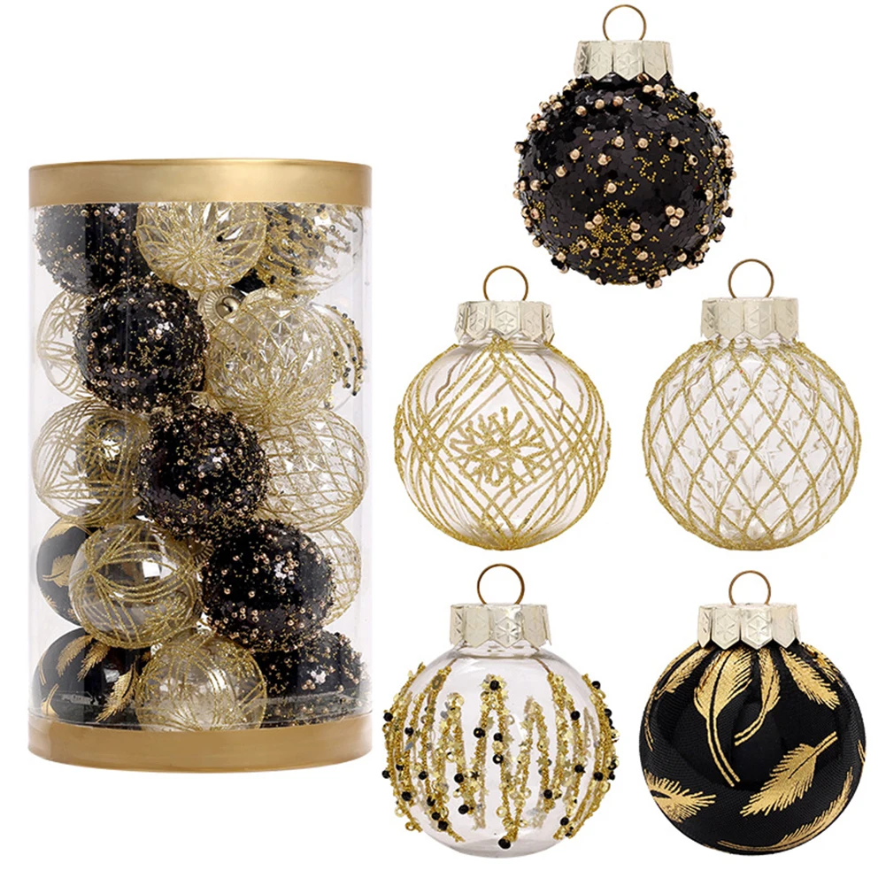 

25Pcs Christmas Bulbs Ornaments Christmas Tree Pendants Ornaments Black Costumes Home Decoration Christmas Supplies