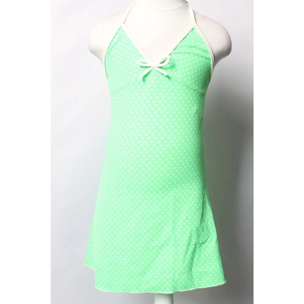 

Детское платье в горошек Dorlie Mths, с бантом, зеленое платье с лямкой на шее, морское платье, 144-107