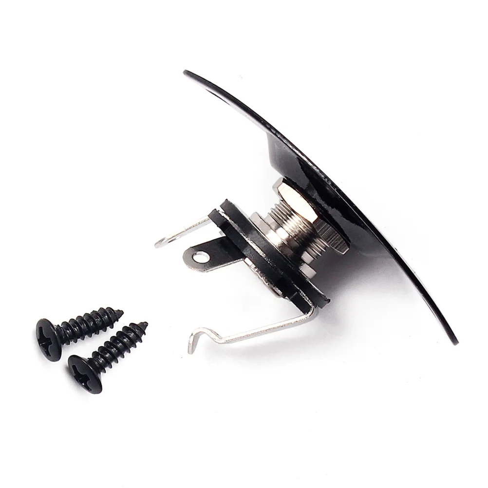 Indented 1/4 Inch Oval Guitar Pickup Output Input Jack Plug Socket 635mm With 2 Mounting Screws for Electric Bass (Golde