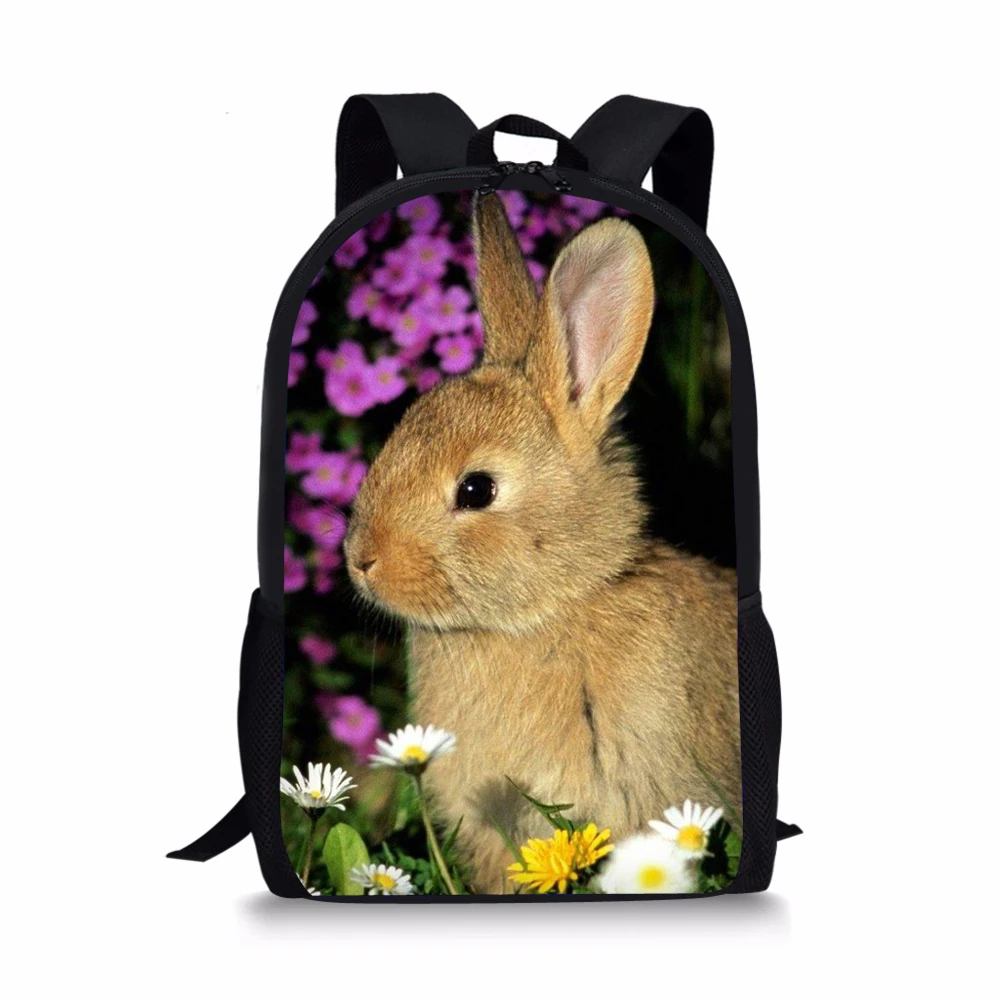 Cute Rabbit Pattern Print School Bags Daily Travel Climbing Durable Backpack Trendy Birthday Gift for Kids Fashion Knapsack