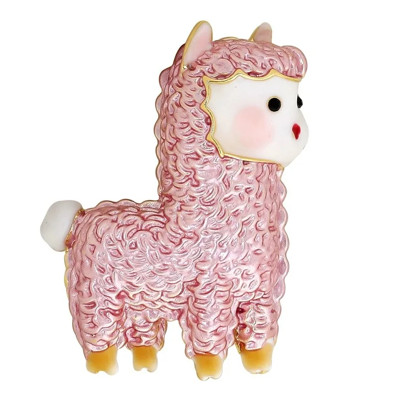 Милые Броши в виде альпаки для женщин модная эмалированная брошь овцы стиле