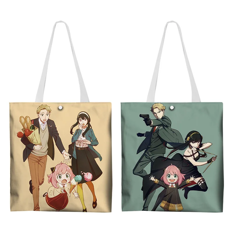 

Холщовые сумки на плечо для всей семьи персонажей аниме шпион иди аниме Харадзюку сумка для покупок японского аниме Графический мультяшный...