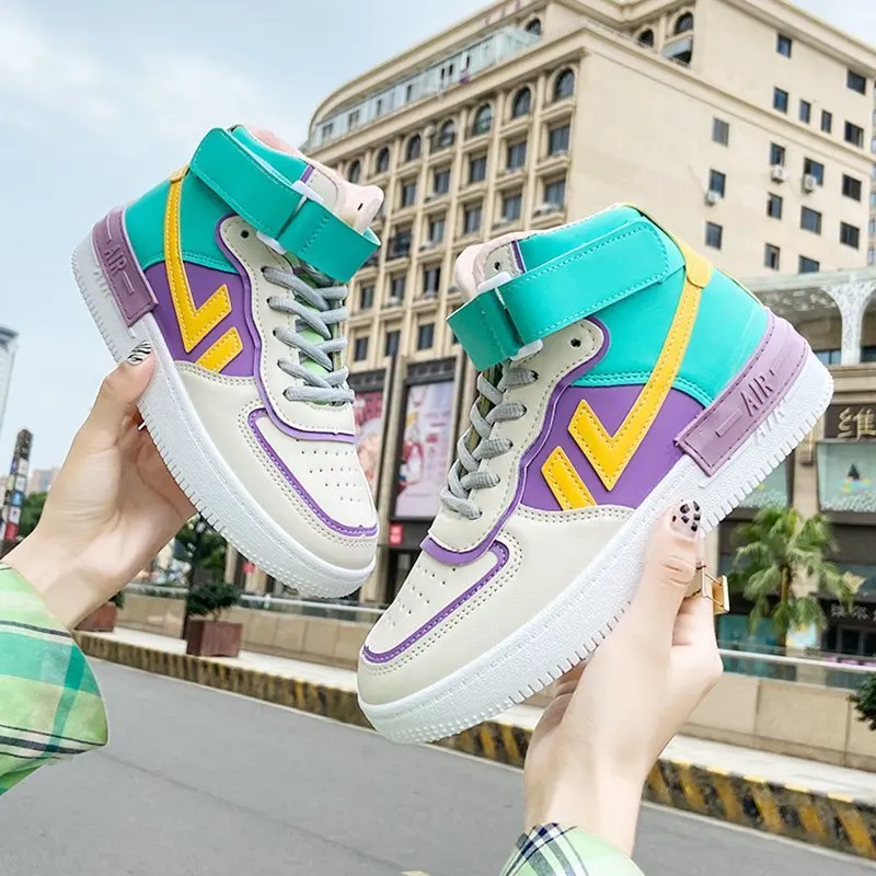 

Women Sneakers 2022 Fashion Breathble Vulcanized Shoes Women Pu leather Platform Shoes Women Lace up Casual walking Shoes