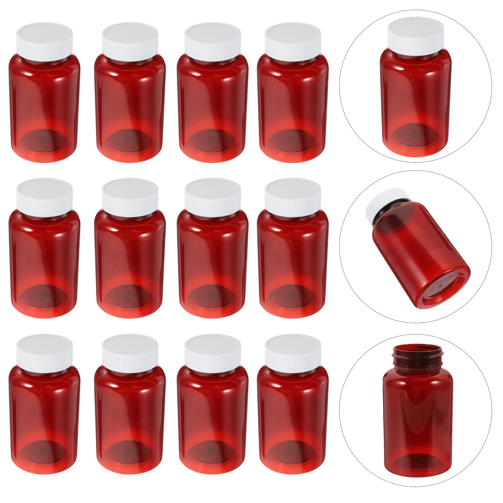 

12 pcs Empty Bottles Plastic Medicine Container Dispenser Bottles with Caps