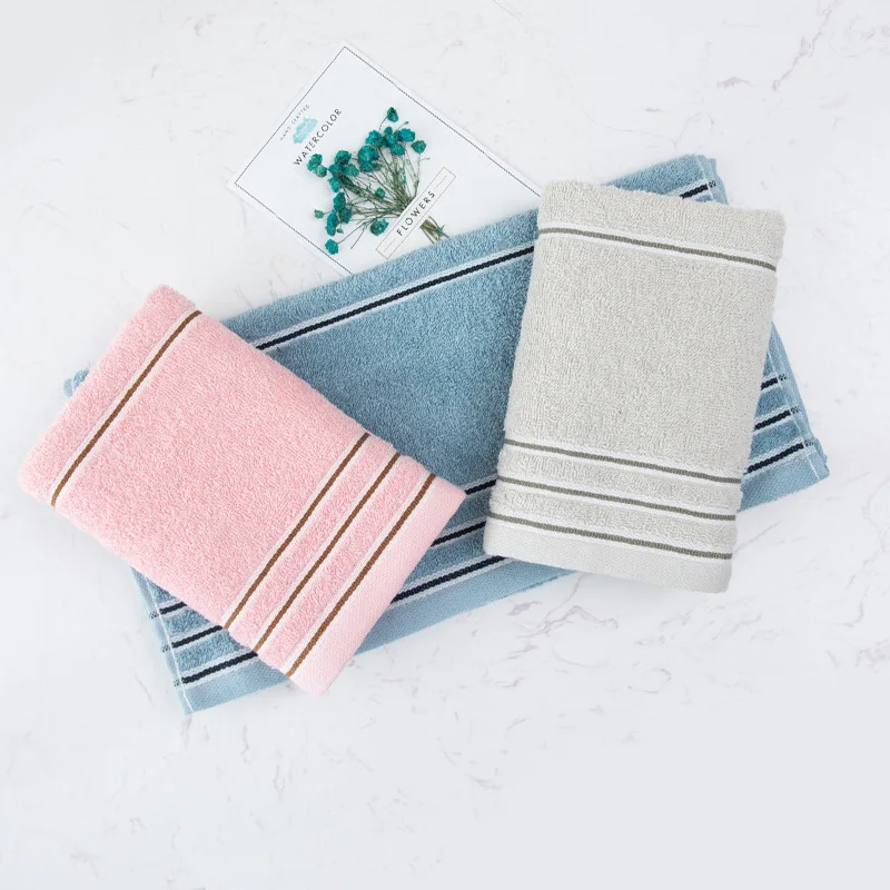 

1pc Face Towels Facecloth Face Flannel Cotton Towel Plain Stripe Household Shower Closthes Cotton Soft Washclothes Home Washrag