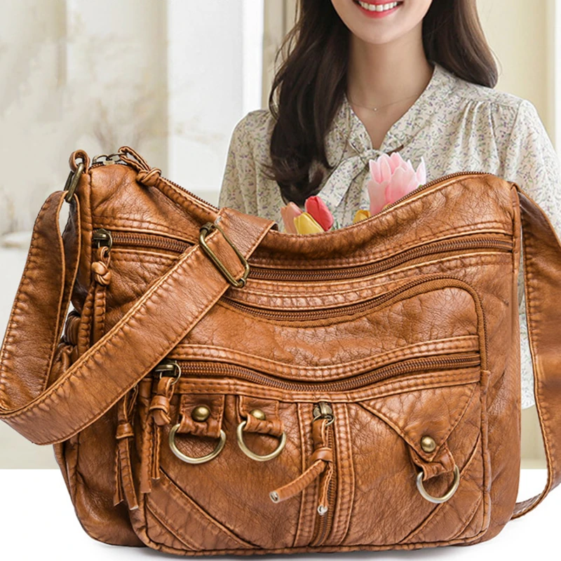 

2022 Shoulder Bags For Women Vintage Brand Crossbody Bags Luxury Female Bag Brown Soft Shopper Bag Bolso Mujer
