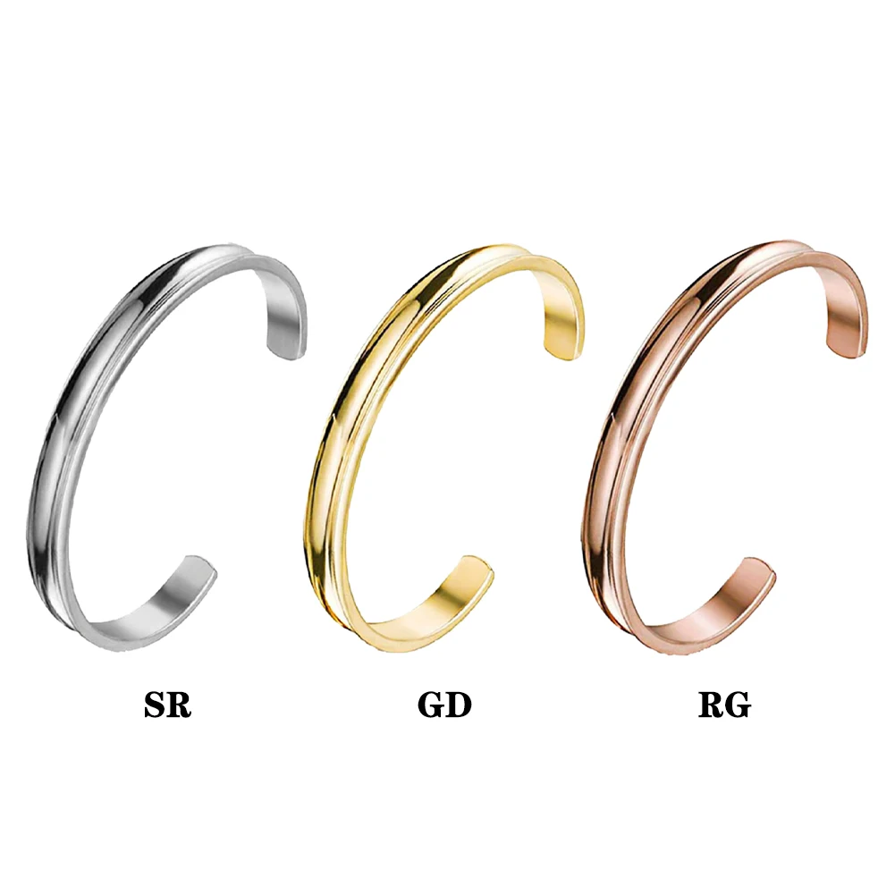 

1Pc Adjustable Stainless Steel C-shaped Opening Bracelet Jewelry Bangle for Women Men Open Arc Groove Bracelet Jewelry Gift NEW