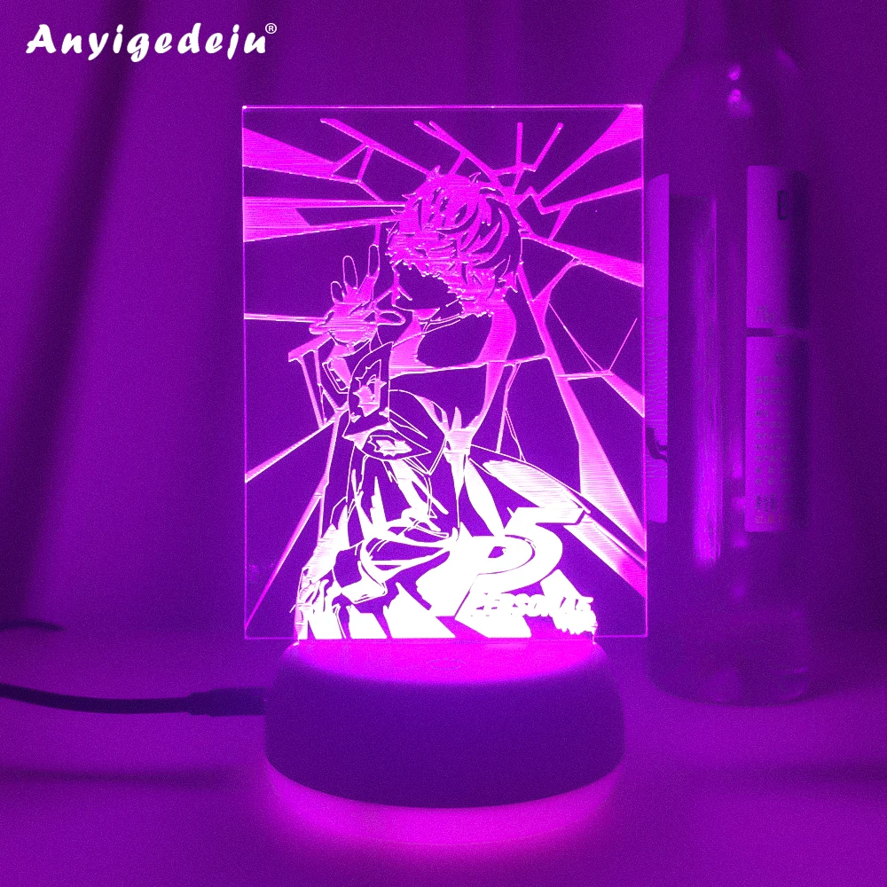 

Persona 5 P5 Game Figure Ren Amamiya 3D Led Neon Night Light Cool Gift For Friend Bedroom Table Desk Colorful Decor P5 Lava Lamp