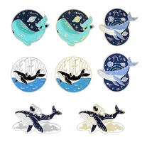 cartoon animal alloy brooch personality cute whale creative astronaut planet simple brooch badge lapel pin