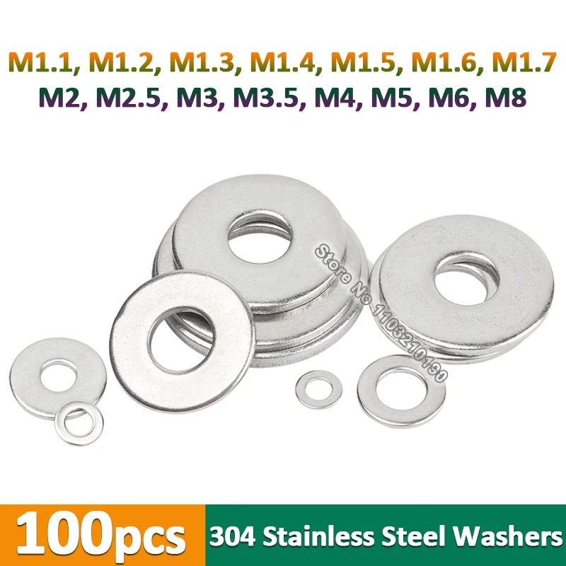 

100 шт. шайбы из нержавеющей стали GooBetter M1.1-M8