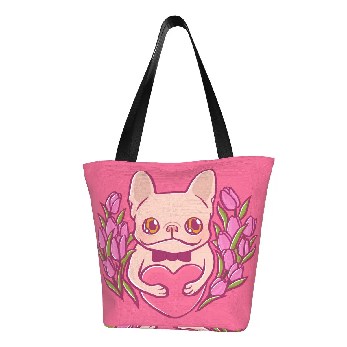 Frenchie Polyester outdoor girl handbag, woman shopping bag, shoulder bag, canvas bag, gift bag