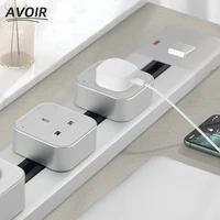 avoir wall track socket surface mounted electrical extension socket square module eu french uk us moverable slide plug adaptors