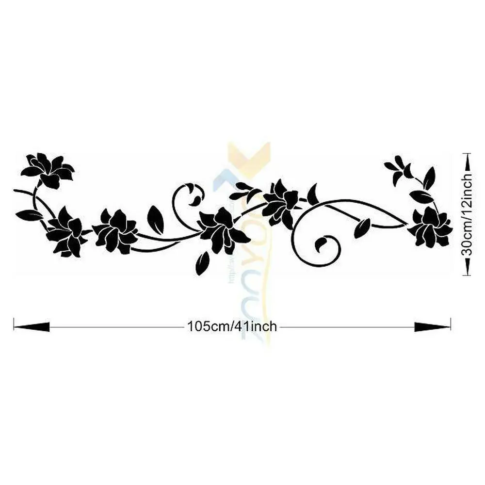 Классическая черная Цветочная лоза креативная Настенная Наклейка 8139