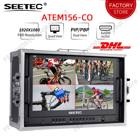 SEETEC ATEM156-CO 15.6 Inch Live Streaming Broadcast Director Monitor Quad-Split 4X 4K HDMI 1920x1080 for Switcher VS FEELWORLD