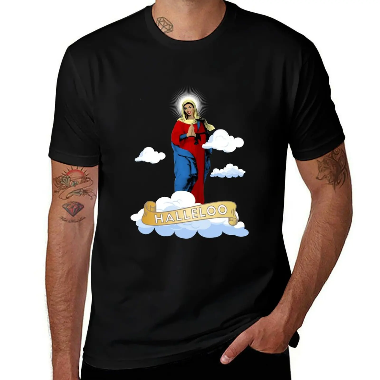 Фото Футболка HALLELOO - shangela - the virgin mary, базовая, дышащая, однотонная. №1