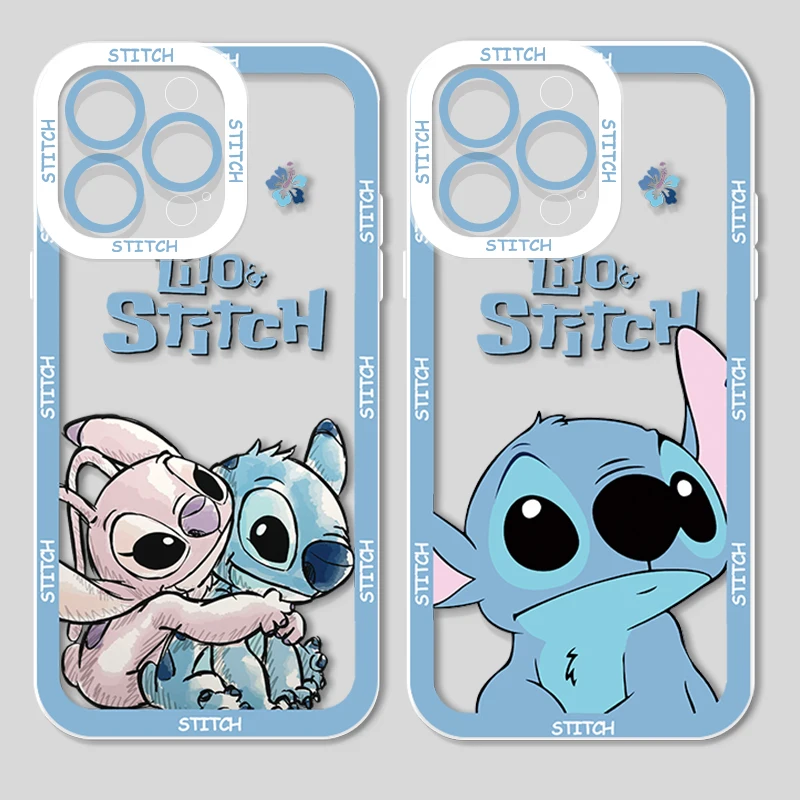 

Disney Stitch Baby Cartoon Transparent Phone Case For iPhone 14 13 12 11 Mini XS XR X Pro MAX 8 7 6 Plus SE Angel Eyes