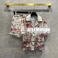 luxury design two piece set branded 11 butterfly flower print short sleeve blouse shirt shorts two piece outfits for women