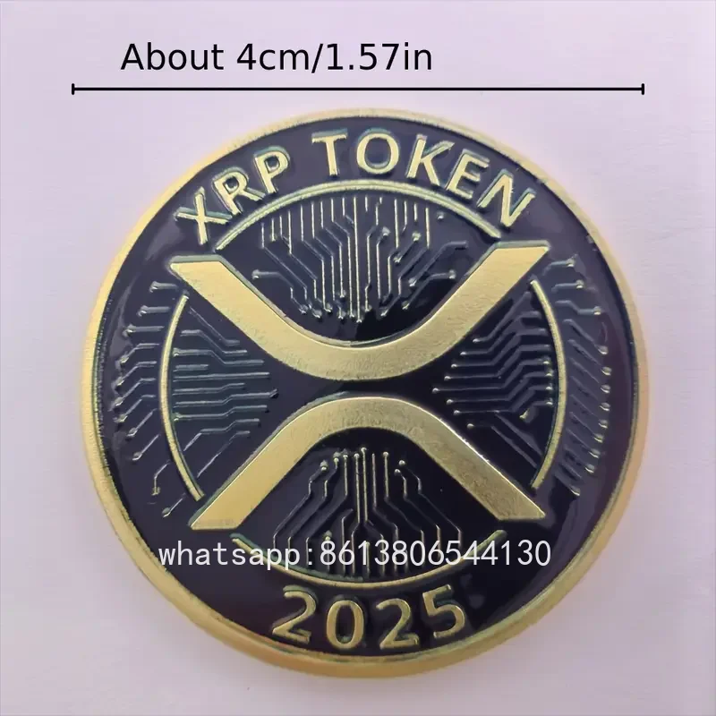Фото Позолоченная памятная монета с жетоном рябью XRP 2025 года — коллекционный орнамент физической крипто-коллекции, подарки для хобби, любители криптовалюсти, фанаты №2