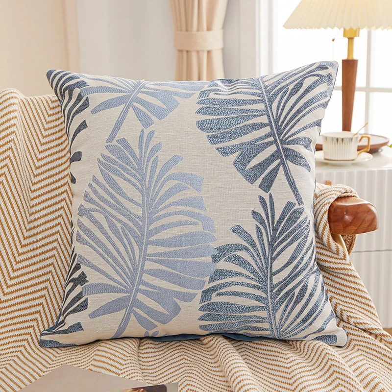 Inyahome Jacquard Palm Leaf Throw Pillow Cushion Covers Christmas Home Decor Linen Pillowcase for Sofa Living Room Couch Coussin