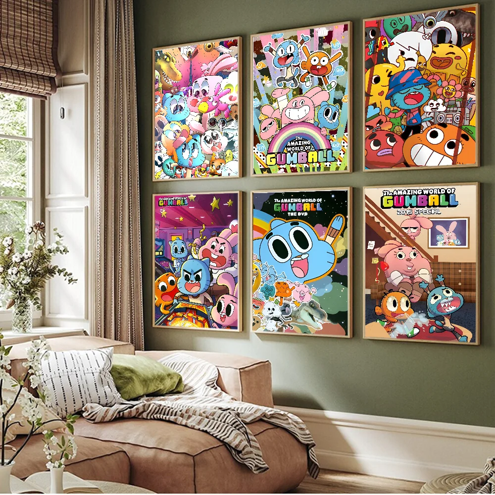 Удивительный мир мультфильм G-Gumball самоклеящаяся искусство Женская комната бар