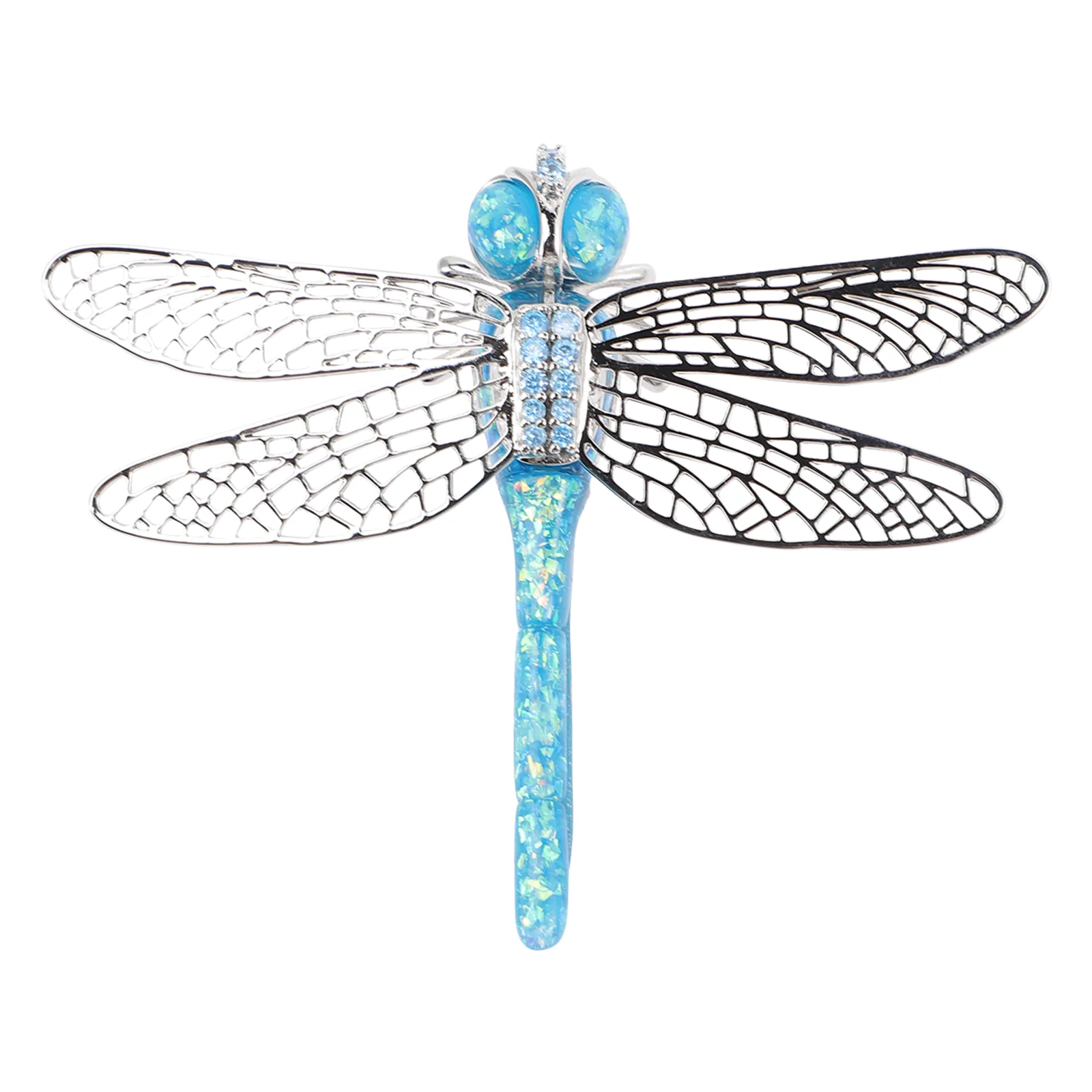 

Dragonfly Brooch Trendy Accessories Brooches Dress Collar Pin Imitation Opal Silver Prom Jewelry Miss Clips