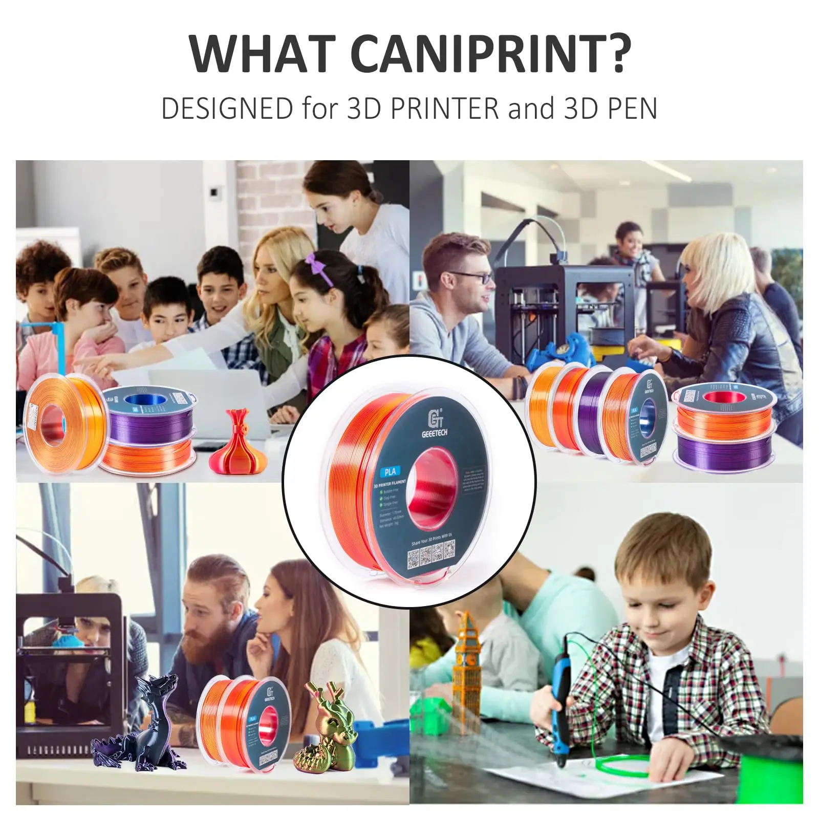 Двухцветная двухцветная шелковая нить Geeetech из пла