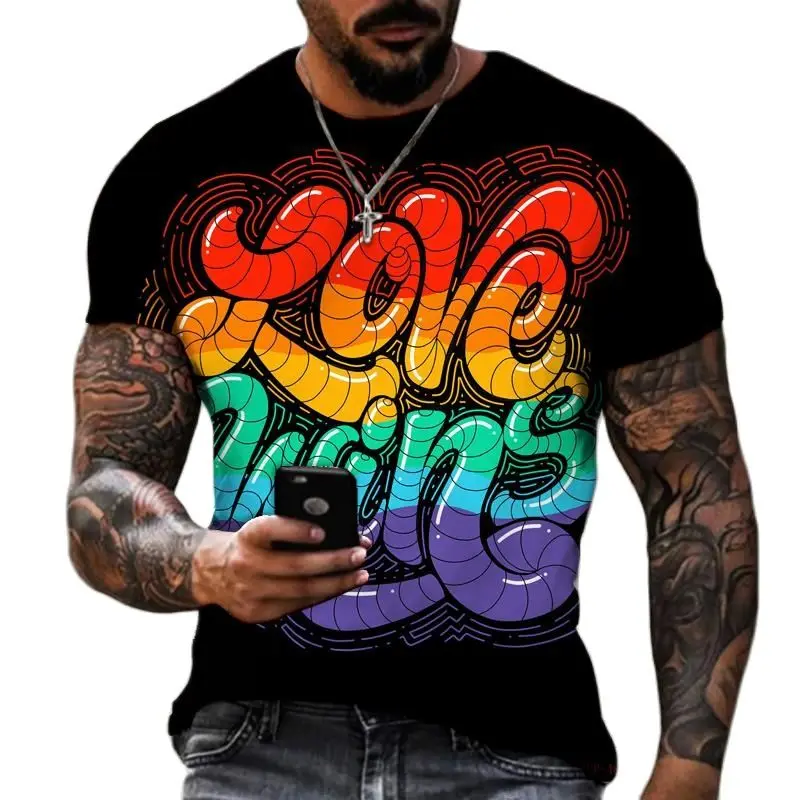 

Summer New Trend Fashion 3D Pattern Men's Clothing Short Sleeve Hip Hop Harajuku Street Large Sports Quick Dry T-shirt。