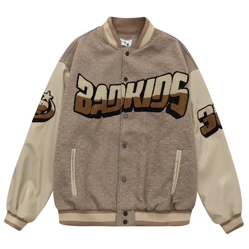 2022 Hip Hop Oversized Baseball Jacket Letter Embroidery Patchwork Vintage Varsity Jackets Harajuku College Streetwear Coat