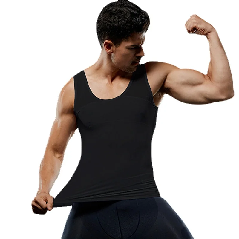 HaleyChan Men Compression Shirts Body Shaper Slimming Vest Elastic Slim Muscle Tank Shapewear Bodysuit Men Waist Trainer Fitness