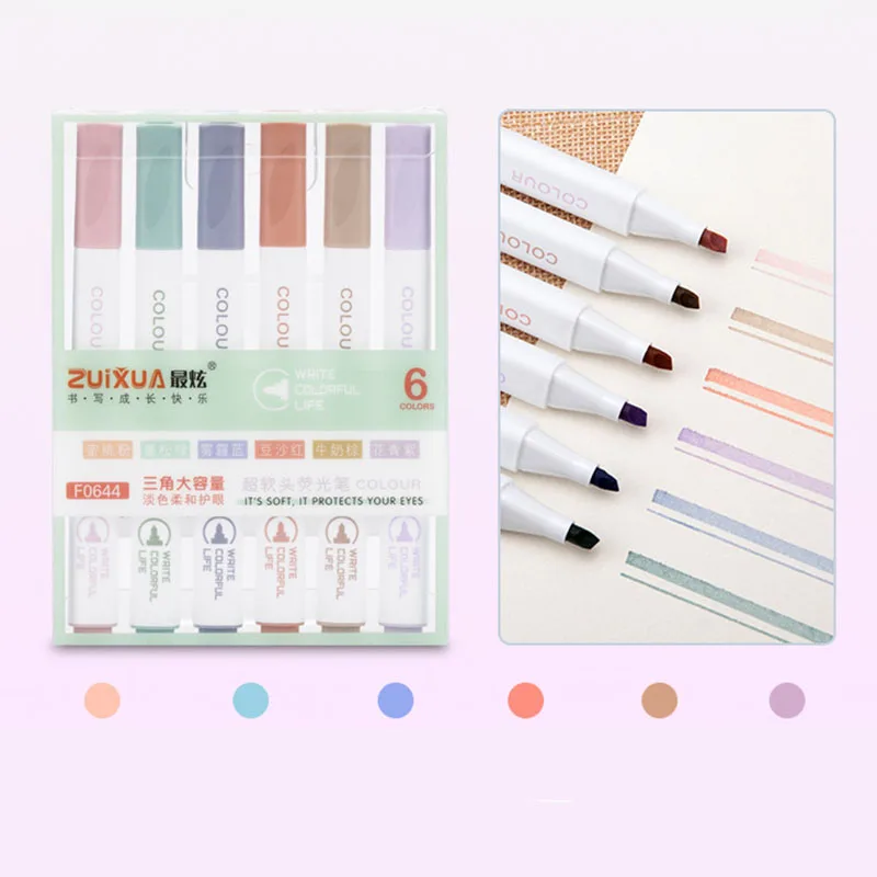 

Маркеры AIWOSUOAI, 6 шт., треугольные, светлые цвета