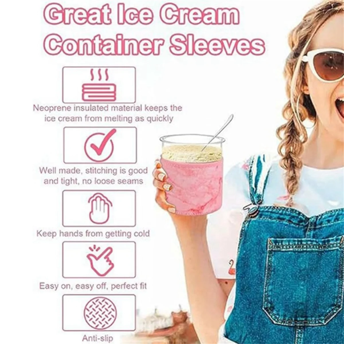Упаковка из 4 неопреновых рукавов для мороженого 16 унций ниндзя Creami Deluxe Accessories