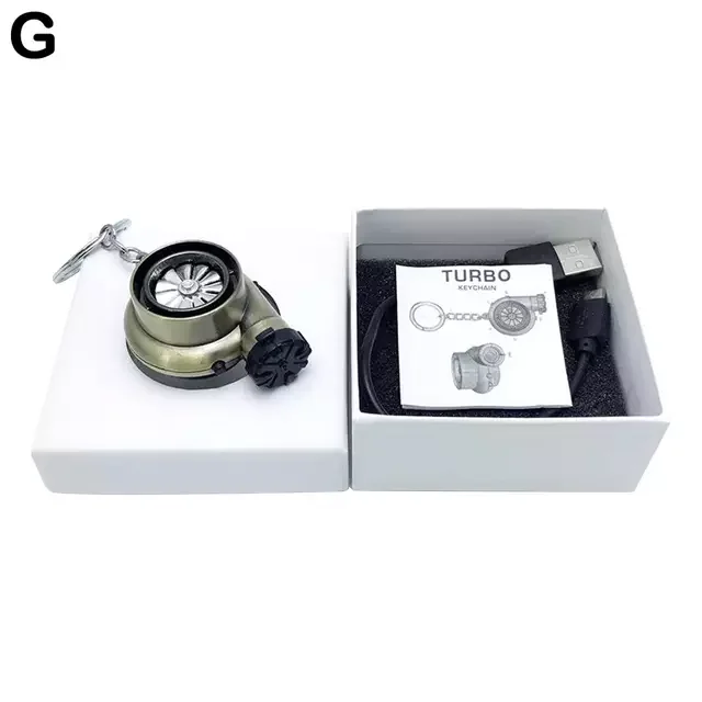 

Rechargeable Turbine Lighter Turbo Cigarette Lighter Mini Turbo Turbocharger Keychain Car Keyring Creative Car Accessories
