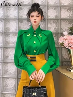 female simple pointed collar acetate satin high grade elegant shirt women 2022 spring autumn new fashion office lady blouses top