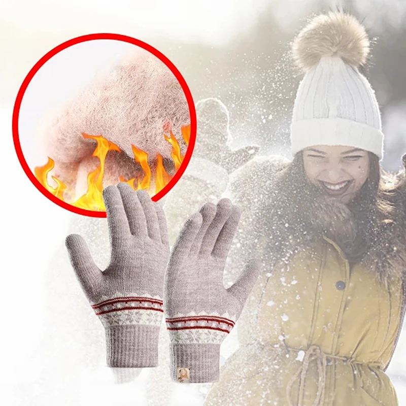 

Женские теплые перчатки для сенсорного экрана, женские эластичные вязаные варежки, акриловые перчатки с закрытыми пальцами, женская модель