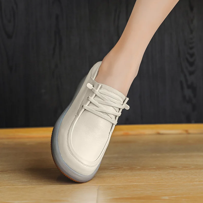 Sneakers Women's First Layer Cowhide Small Leather Shoes 2023 Openwork Summer New Single Shoes Two Soft Side Small White Shoes