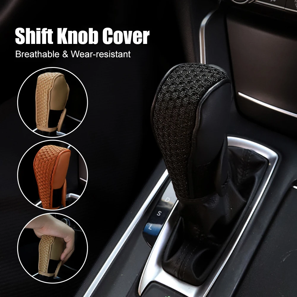 

Anti Slip Car Gear Shift Knob Cover PU Ice Silk Shifter Knob Collar Protector Tools Handle Dustproof Sleeve Auto Accessories