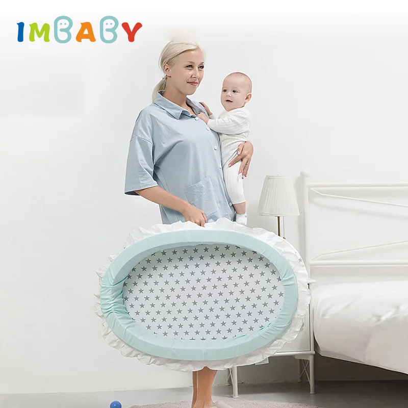 Baby Nest Bed Portable Infant Crib Bed with Pillow Newborn Cocoon Bumpers In The Crib Anti-mite Cotton Baby Angel's Nest