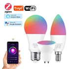 Умная Светодиодная лампа Tuya с Wi-Fi, Е14, Е27, Bluetooth, 18 Вт