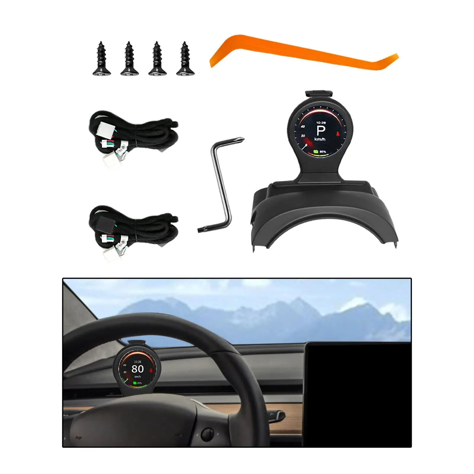 

Car Instrument Cluster, LCD Display Multimedia Power Display Reminder Speedmeter Meter Digital Y